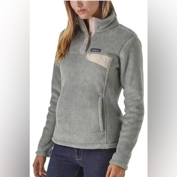 PATAGONIA RE-TOOL SNAP-T PULLOVER FLEECE, Women’s Medium, EUC, Gray & Cream - Picture 1 of 12